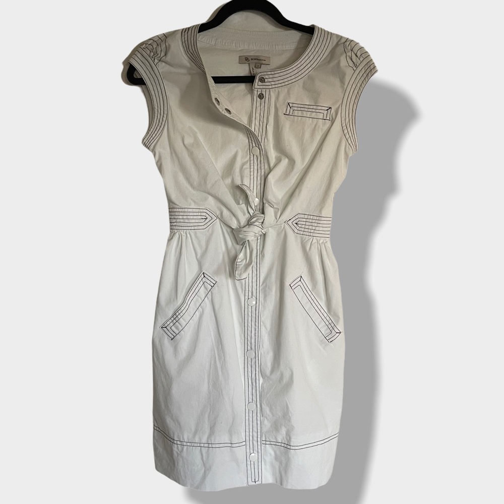 BCBG White Button Up Dress